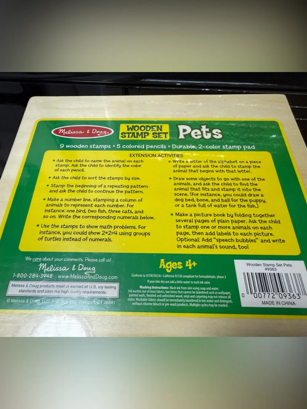 Melissa & Doug Pets Wooden Stamp Set - Green Packaging with Brown Ink Pad